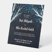 Tree of Life Stars Custom Bat Bar Mitzvah Sign Sockelschild (Vorderseite)