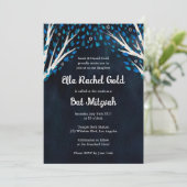 Tree of Life Stars Watercolor Bat Bar Mitzvah Einladung (Stehend Vorderseite)