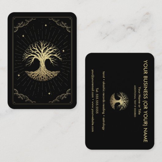 Tree of Life Tarot Reader Astrologer Business Card Visitenkarte (Vorne/Hinten)