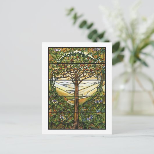 Tree of Life/Tiffany-Fenster Postkarte (Stehend Vorderseite)