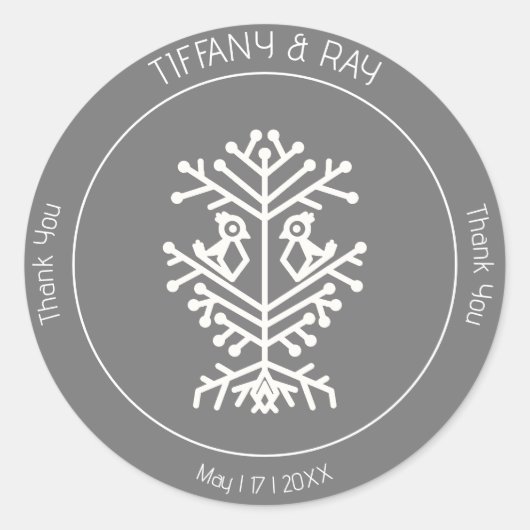 Tree of Life Wedding Dankeschön Sticker (Vorderseite)