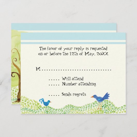 Tree of Life, Whimsical Boy UAWG Response Cards Einladung (Vorne/Hinten)