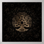 Tree of life with Triquetra on Futhark pattern Poster (Vorne)