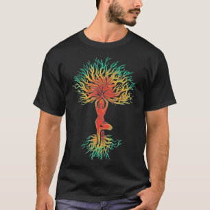 Tree of Life with Woman Yoga T-Shirt Chakra Haka Y
