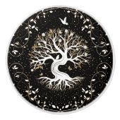 Tree of Life - Yggdrasil - black white and gold Keramikknauf (Vorderseite)