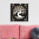 Tree of Life - Yggdrasil - black white and gold Leinwanddruck (Insitu (Wohnzimmer))