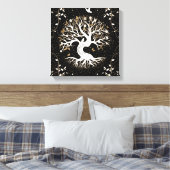 Tree of Life - Yggdrasil - black white and gold Leinwanddruck (Insitu (Schlafzimmer))