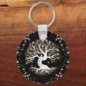 Tree of Life - Yggdrasil - black white and gold Schlüsselanhänger (Vorderseite)