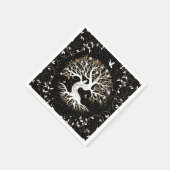 Tree of Life - Yggdrasil - black white and gold Serviette (Ecke)