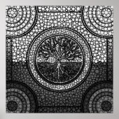Tree of life - Yggdrasil - Dot Art Grayscale Poster (Vorne)