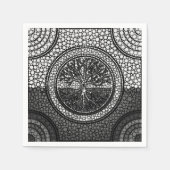 Tree of life - Yggdrasil - Dot Art Grayscale Serviette (Vorderseite)