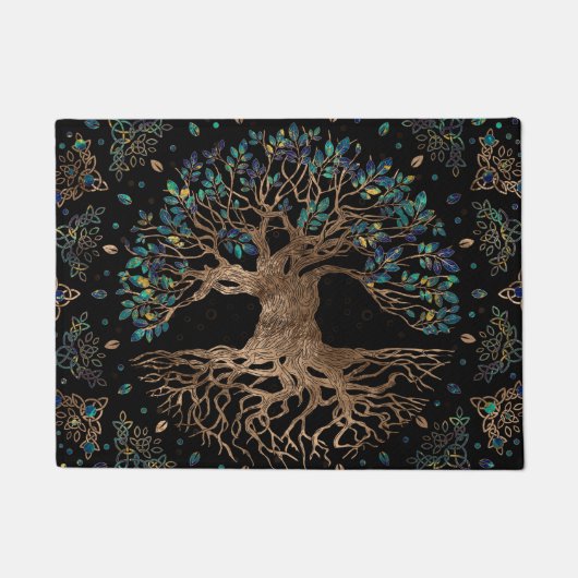 Tree of life - Yggdrasil Golden and Marble ornamen Fußmatte (Vorderseite)