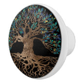 Tree of life - Yggdrasil Golden and Marble ornamen Keramikknauf (Rechts)