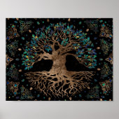 Tree of life - Yggdrasil Golden and Marble ornamen Poster (Vorne)