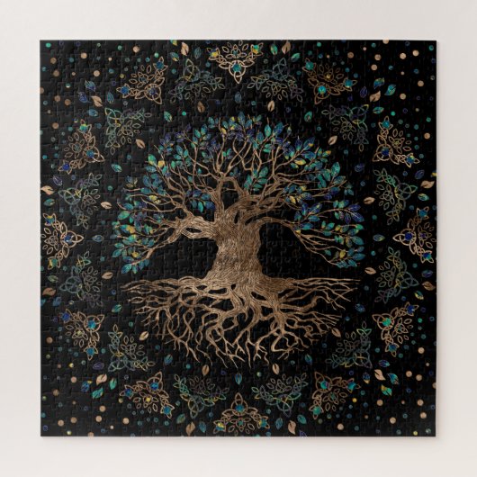 Tree of life - Yggdrasil Golden and Marble ornamen Puzzle (Vertikal)