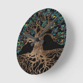Tree of life - Yggdrasil Golden and Marble ornamen Runde Wanduhr (Winkel)