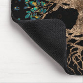 Tree of life -Yggdrasil Golden and Marble ornament Mousepad (Ecke)