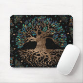 Tree of life -Yggdrasil Golden and Marble ornament Mousepad (Mit Mouse)
