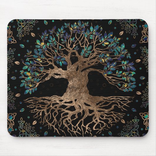 Tree of life -Yggdrasil Golden and Marble ornament Mousepad (Vorne)