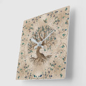 Tree of Life - Yggdrasil Quadratische Wanduhr (Winkel)