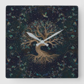 Tree of Life - Yggdrasil Quadratische Wanduhr (Vorderseite)