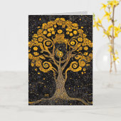 Tree of Life Yin Yang Orange Greeting/Note Card Karte (Gelbe Blume)