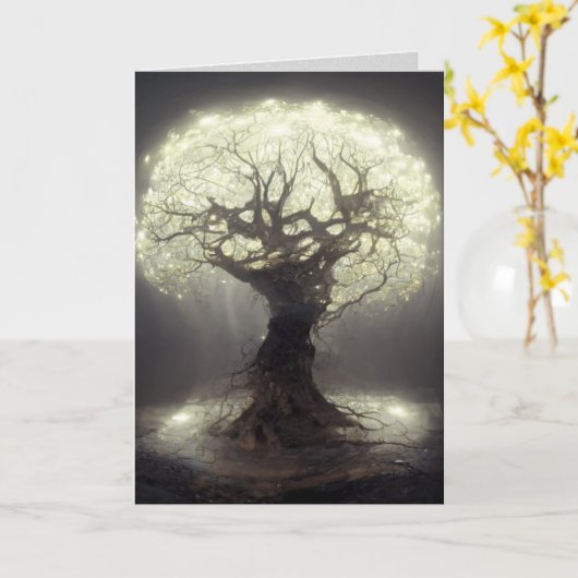 Tree of Light Serenity Gruß/Note Card Karte (Gelbe Blume)