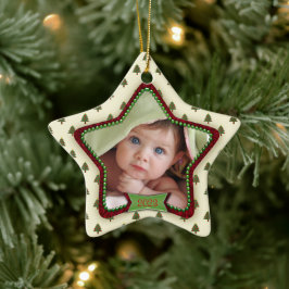 Tree Pattern Baby's First Christmas 2023 Star Keramik Ornament