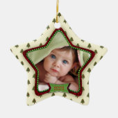 Tree Pattern Baby's First Christmas 2023 Star Keramik Ornament (Vorne)