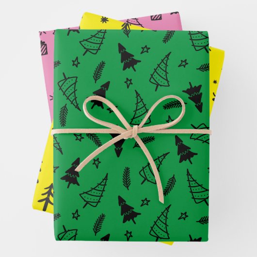 Tree Pattern Weihnachtswrapping Papers Geschenkpapier Set (Beispiel)