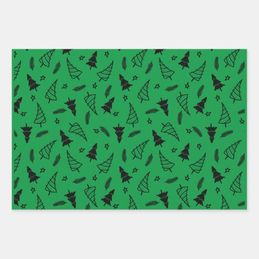 Tree Pattern Weihnachtswrapping Papers Geschenkpapier Set (Vorderseite)
