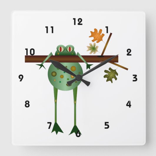 Tree Phrog Clock Quadratische Wanduhr (Vorderseite)