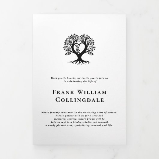 Tree pod Natural Burial Remembranation Einladung (Cover)