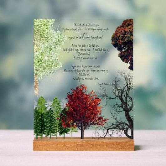 Tree Poem Joyce Kilmer Acrylic Sign Acrylschild (Neutral)
