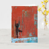 Tree Pose Yoga Girl Grußkarte Karte (Gelbe Blume)