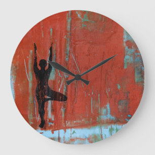 Tree Pose Yoga Girl Round Clock Große Wanduhr