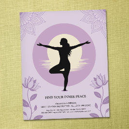 Tree Pose - Yoga Instructor with Lotus Flowers Flyer