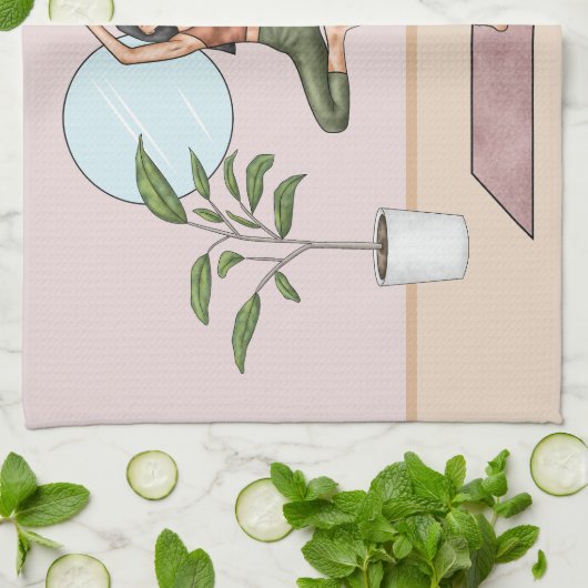 Tree Pose Yoga Vrikshasana Frau Personalisierter N Geschirrtuch (Gefaltet)