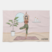 Tree Pose Yoga Vrikshasana Frau Personalisierter N Geschirrtuch (Horizontal)