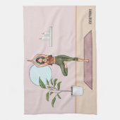 Tree Pose Yoga Vrikshasana Frau Personalisierter N Geschirrtuch (Vertikal)