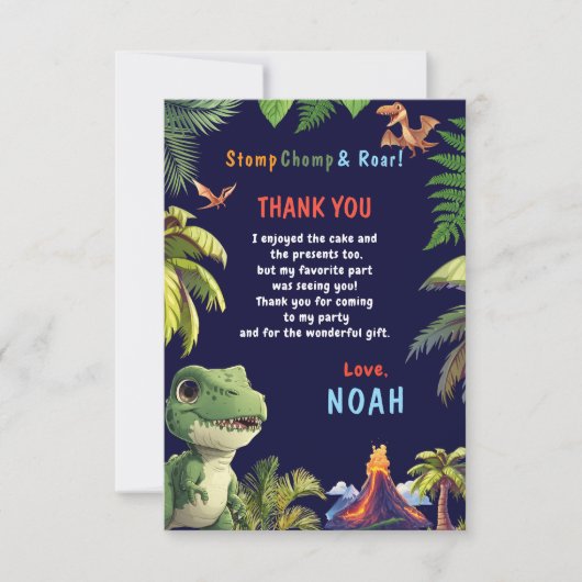 Tree Rex Birthday Dinosaur Dankeskarte (Vorderseite)