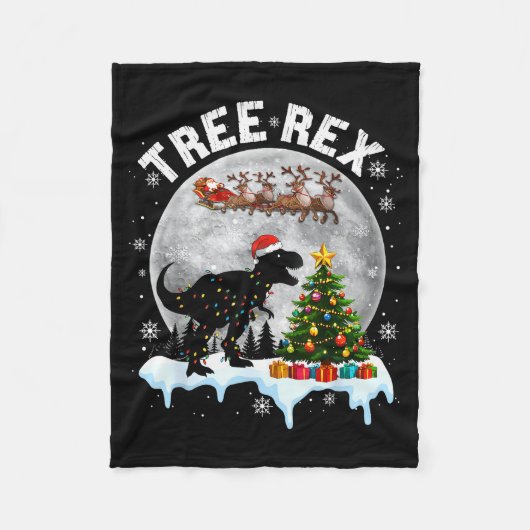 Tree Rex Christmas Dinosaur T-rex Xmas Pajama Men Fleecedecke (Vorderseite)