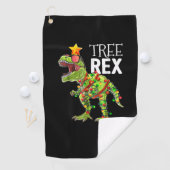 Tree Rex Christmas Lights Dinosaur Golfhandtuch (Insitu)