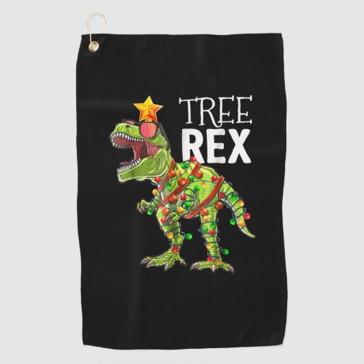 Tree Rex Christmas Lights Dinosaur Golfhandtuch (Vorderseite)