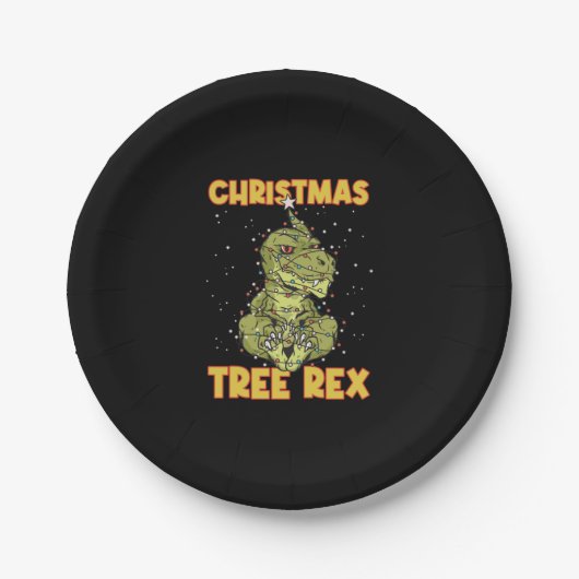 Tree Rex Devil Dinosaur Weihnachten Pappteller (Vorderseite)