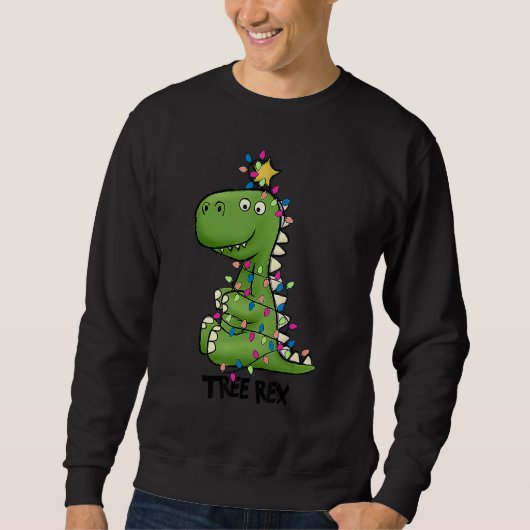 Tree Rex Dinosaur Christmas Costume Xmas Tree Ligh Sweatshirt (Vorderseite)