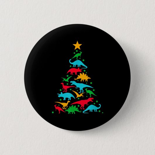 Tree Rex Dinosaur Dino Tree Christmas Tree Funny Button (Vorderseite)