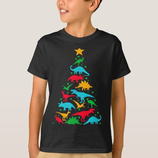 Tree Rex Dinosaur Dino Tree Christmas Tree Funny T-Shirt (Vorderseite)
