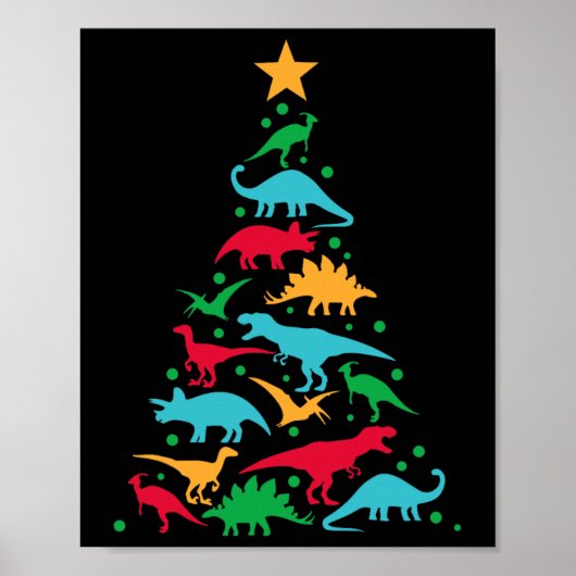 Tree Rex Dinosaur Dino Weihnachtsbaum Fu Poster (Vorne)