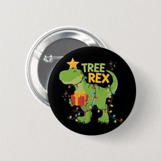 Tree Rex Dinosaur Familienweihnachtsgruppe Matchin Button (Vorne & Hinten)